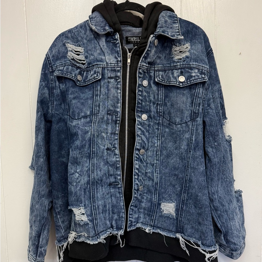Thrill Black and Blue Denim Jacket